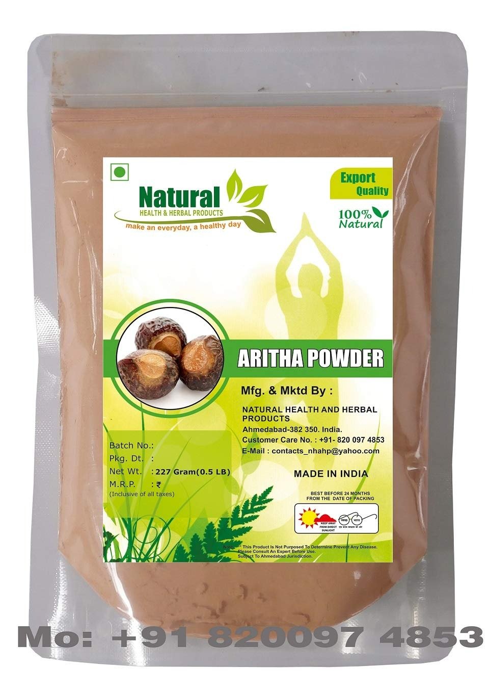 NATURAL HEALTH AND HERBAL PRODUCTS 100% REETHA POWDER FOR HAIR, SCALP TREATMENT, HAIR GROWTH AND CONDITIONING FOR HAIR PACK | EXCELLENT HAIR CONDITIONER & CLEANSER (227G)
