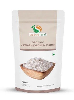 Organic Sapphire Foods Organic Jowar Flour l Gluten Free l Sorghum Flour l Jowar Atta l Millet, Fresh from Farms l 100% Vegan. (500gm)