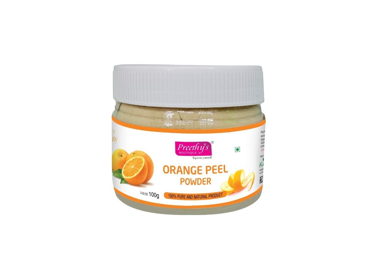 Preethy's Boutique Orange Peel Powder 100gm - Natural Cleanser and Toner - For Healthy, Glowing and Youthful Skin.