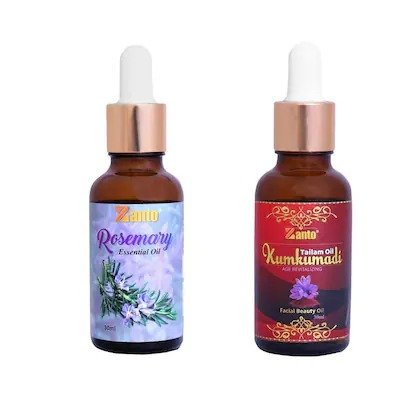 Zanto Rosemary Essential Oil & KumKumadi Oil 30ml, 100% Pure & Natural for Hair Growth, Long, Shining & Strong Hair, Hydrating & Moisturising Skin (60 ml)