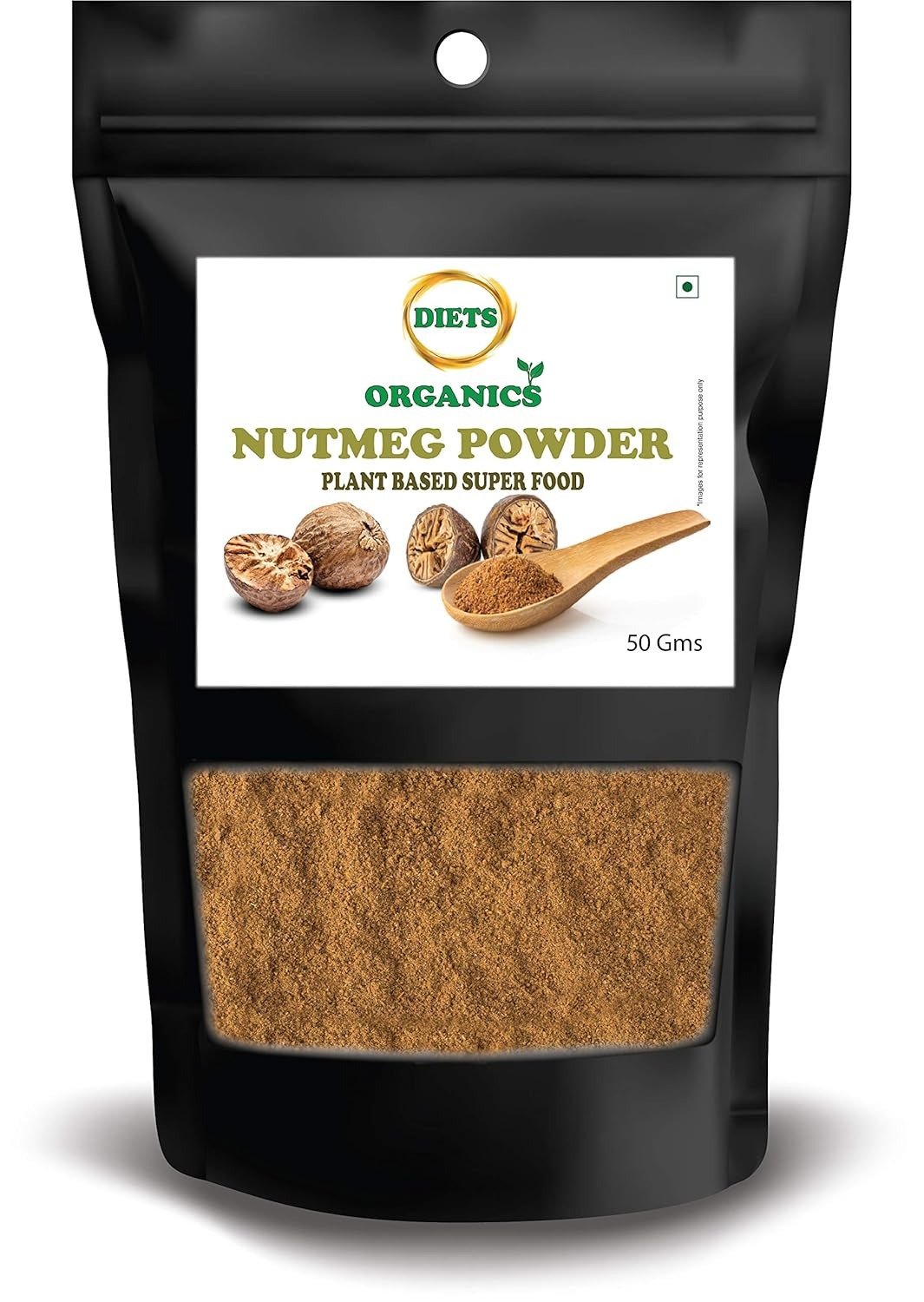 DIETS ORGANICS Nutmeg (Jaiphal Jathikka) Powder, pack of 50gms