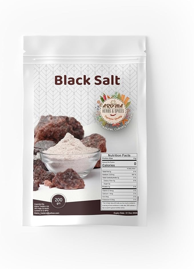 Black Salt | Kala Namak | Authentic and Pure | Ideal for Cooking and Seasoning | Premium Quality | 200g