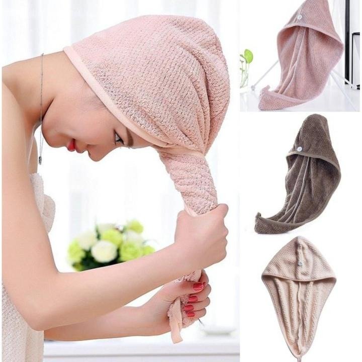 Microfiber Quick Dry Bath Hair Drying Towel Head Wrap Hat Super Absorbent Shower Cap