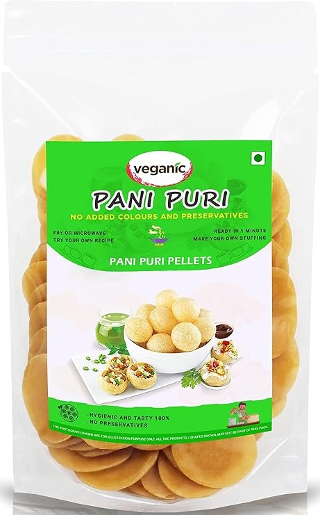Veganic Salted Flavor Dry Gol Gappa/Pani Puri/Puchka Wheat Snack Pellets|Ready To Fry Atta Golgappa Papad