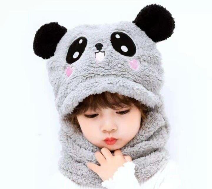 Kid's Beanie Wool Cap With Neck Warmer