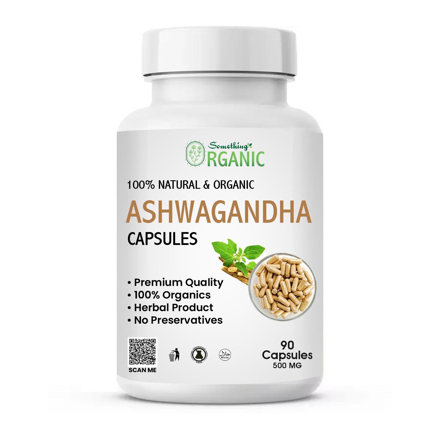 Ashwagandha Capsules – 90 PCs – 500mg Organic Withania Somnifera Supplement for Stress, Energy & Immunity | Herbal Capsules for Men & Women