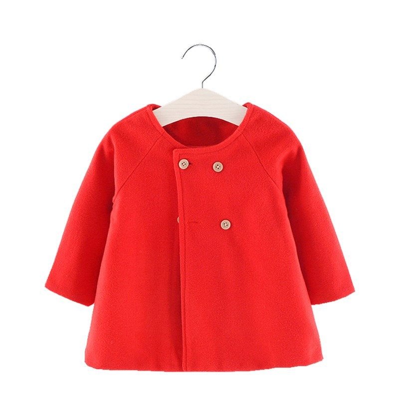 Foreign trade children's clothing ins explosion European and American autumn and winter new round neck long sleeve coat cape children's woolen coat