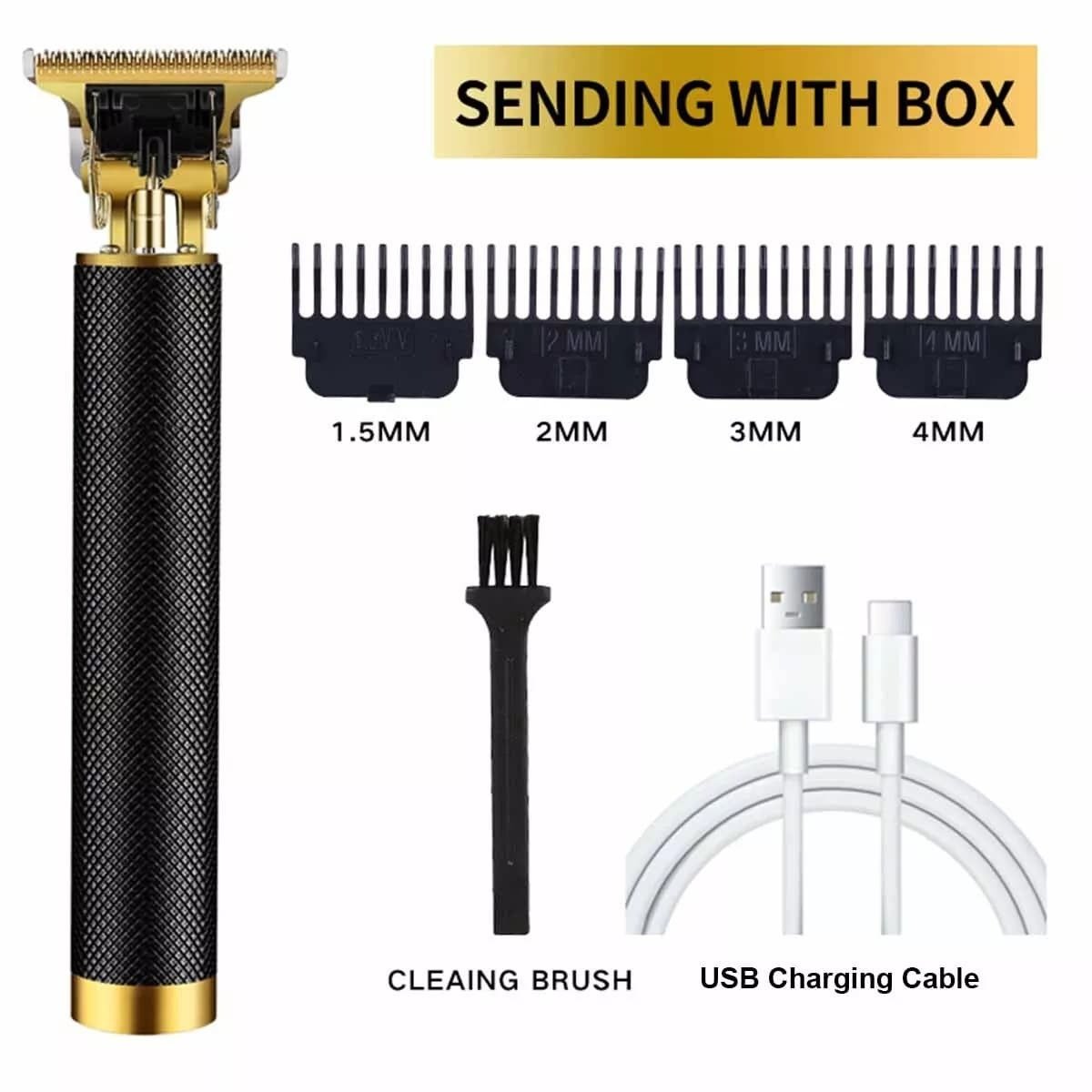 Professional T9 Hair & Beard Trimmer | Semi-Metal Body | Rechargeable Cordless Precision Clipper Semi Metal