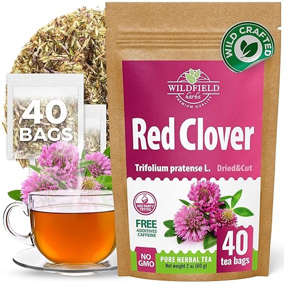 40 Bags Red Clover Tea Red Clover Herb Flower (Trifolium Pratense L.) - 40 Count 1.5 g Bags Herbal Tea