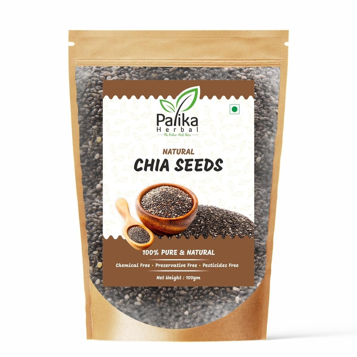 Palika Herbal Raw Chia Seeds for weight Loss with Omega 3, Calcium and Fiber Rich | Chia Seeds, 100% Pure, Chemical-Free, 100g