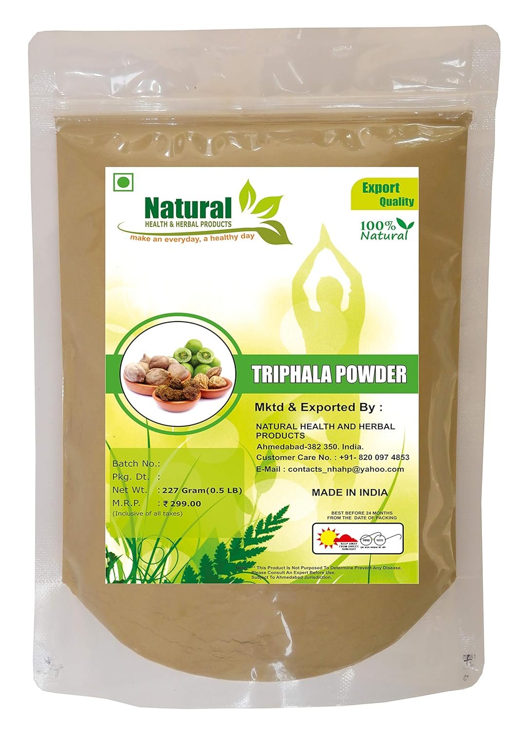 Natural Health and Herbal Products Triphala Powder for Weight Loss, Tea, Drinking, Eating, Skin, Face, Hair, Juice, Pure, Churna, Relieve Constipation, Boost Immunity & Useful for Digestion -227g