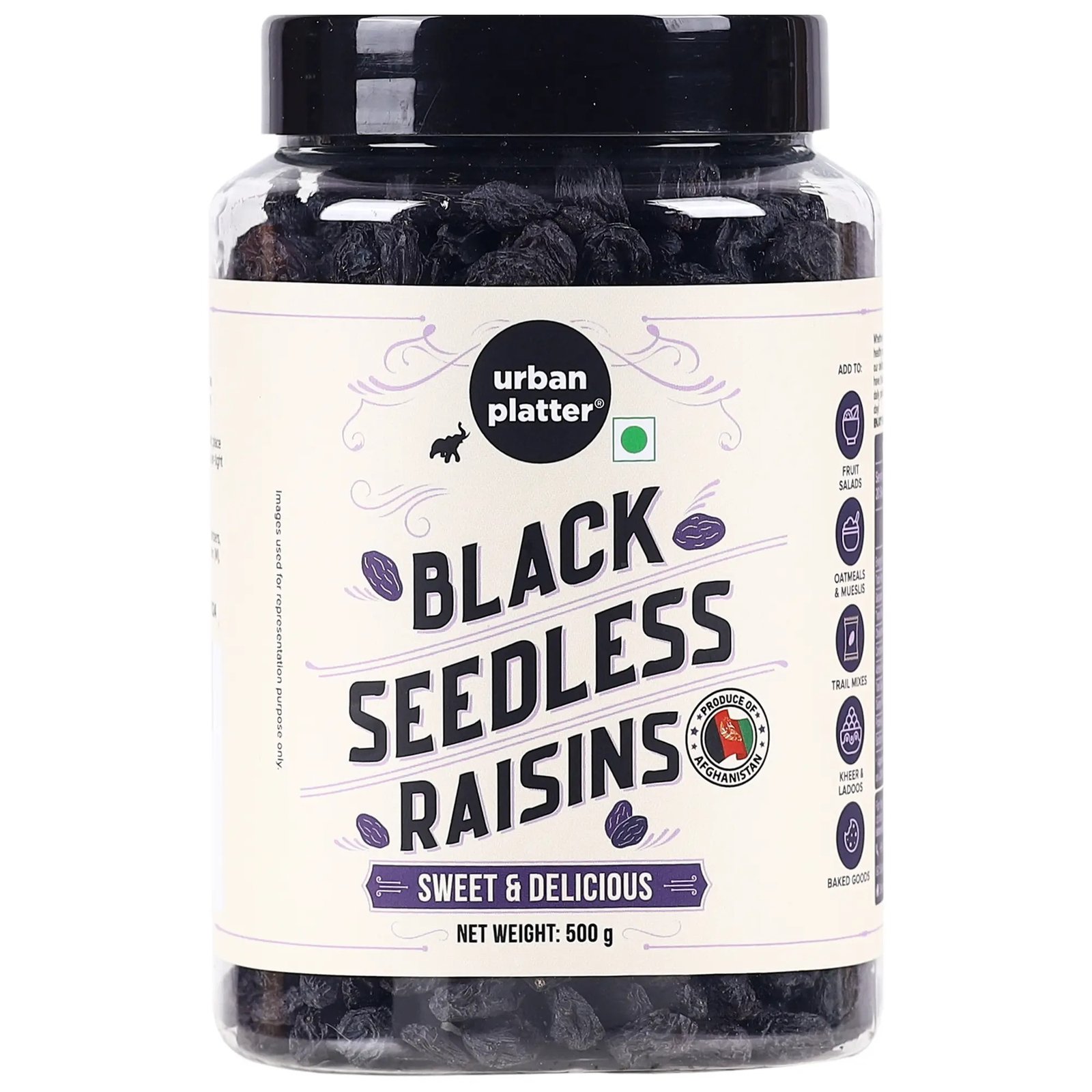 Urban Platter Seedless Black Raisins, 500g