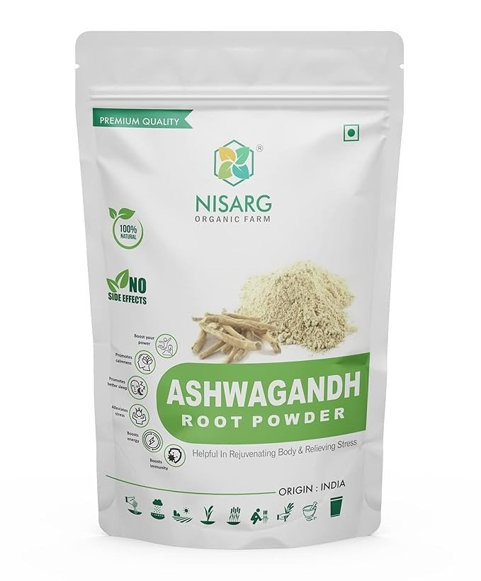 ISARG ORGANIC FARM Ashwagandha Root Powder I Withania somnifera I Pure Organic and Natural I Traditional Method Made I Daily Energizers and Revitalize Body & Mind I for Height Growth (200 gm)