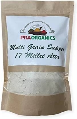 PRAORGANICS Multi Grain Supper 17 Millet Atta |Gluten Free Flour/Aata 500Gm