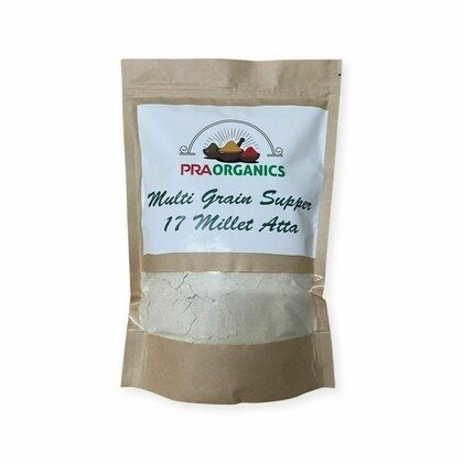 PRAORGANICS Multi Grain Supper 17 Millet Atta Healthy Diabetic Friendly Gluten Free Flour Aata 500GM