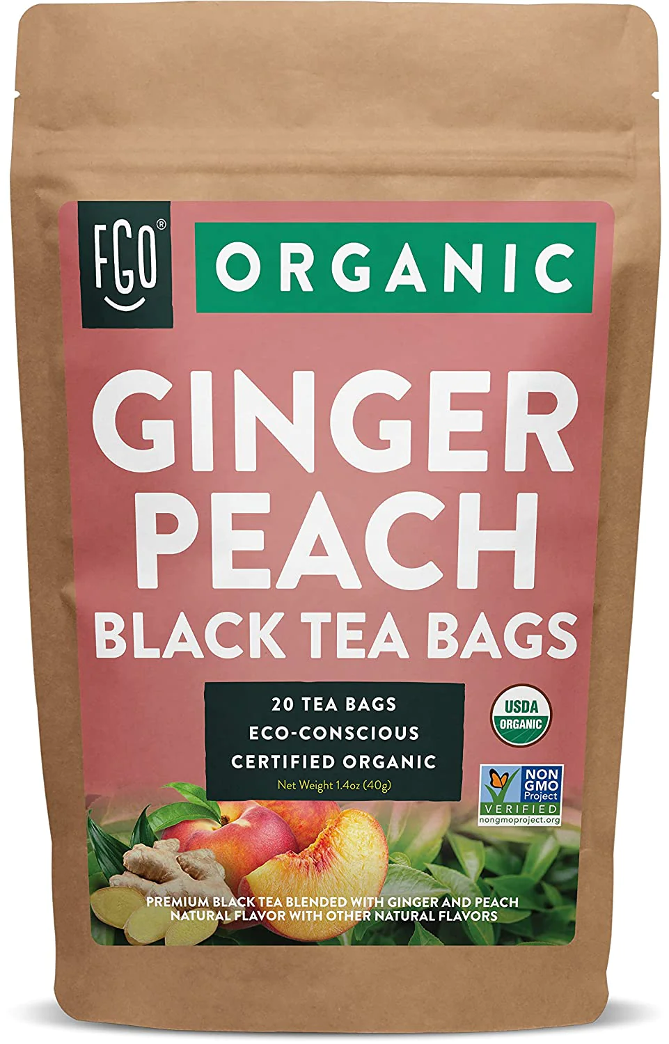 GINGER PEACH BLACK TEA BAGS