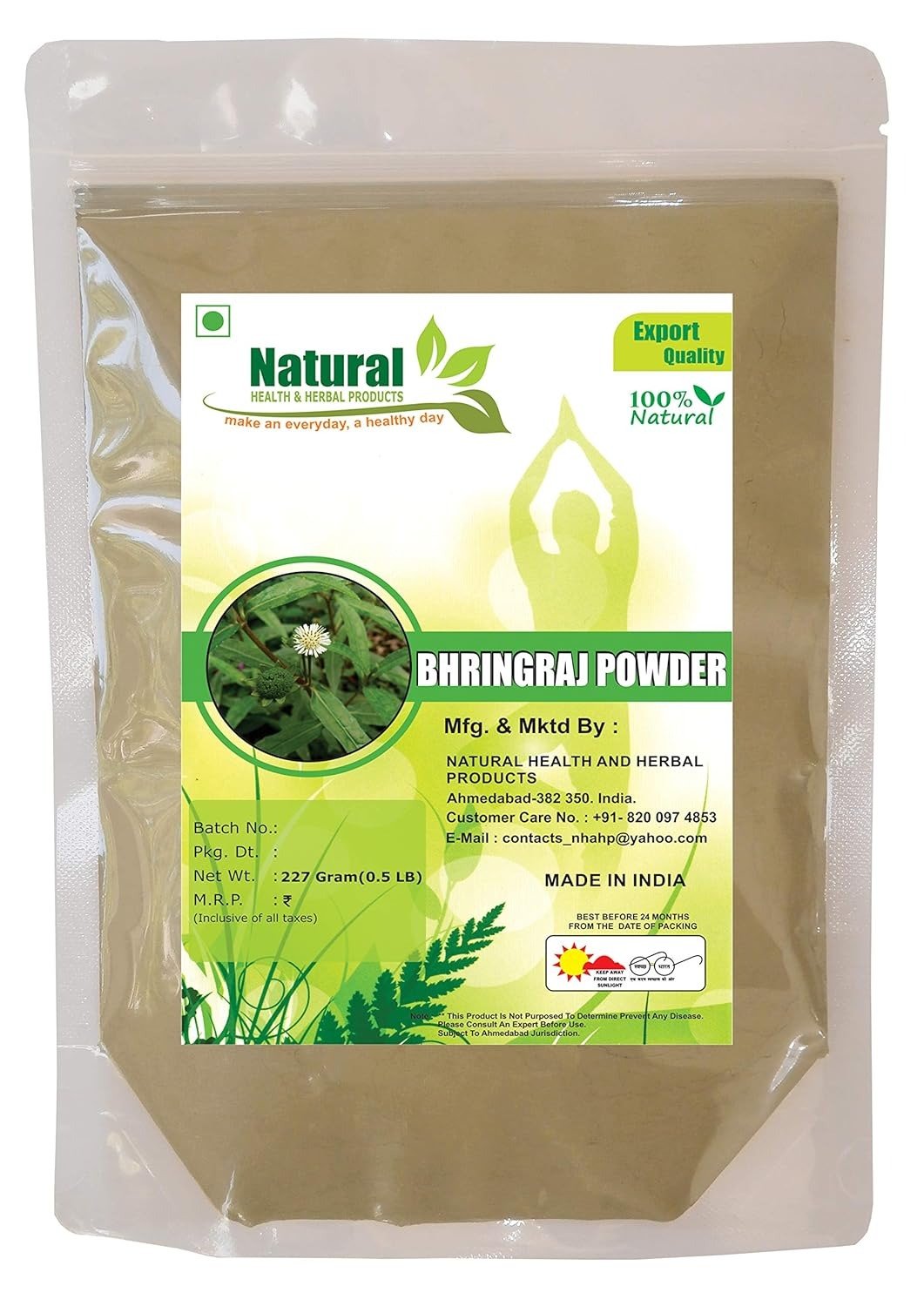 Natural Health & Herbal Products Bhringraj Powder for Eating | False Daisy | Eclipta Prostrata | Hair Care | Hair Growth | Hair Strong | Liver | Skin Care | Drinking | Immunity Booster - 227 Gram