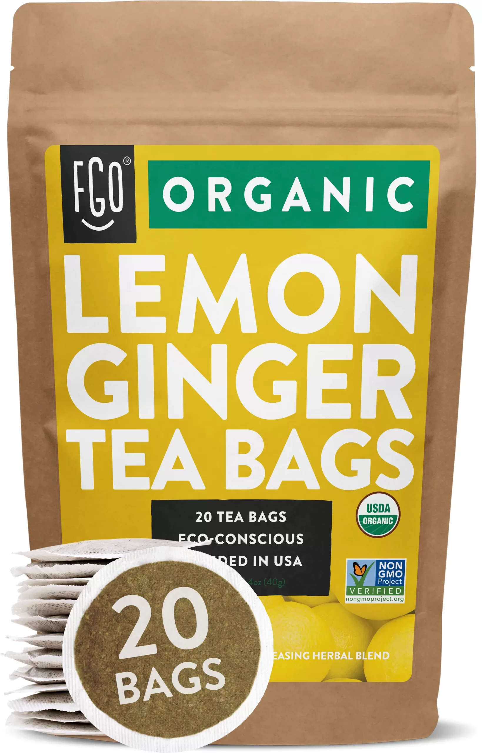 LEMON GINGER TEA BAGS 20 TEA BAGS