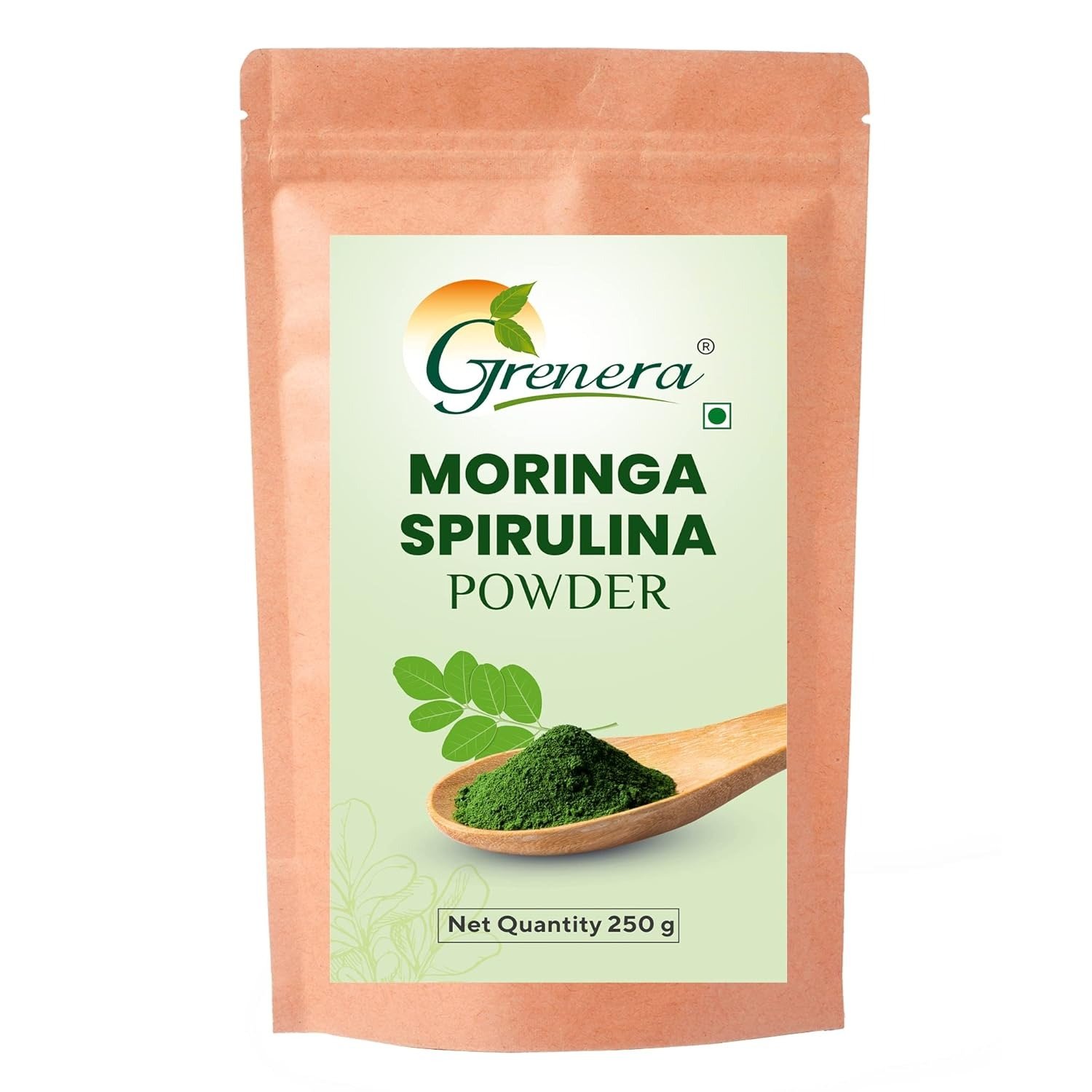 Grenera Moringa Spirulina Powder 250gram | Made with Pure Moringa and Spirulina Powder | Natural super food | Non-GMO, Gluten free | Moringa Spirulina blend