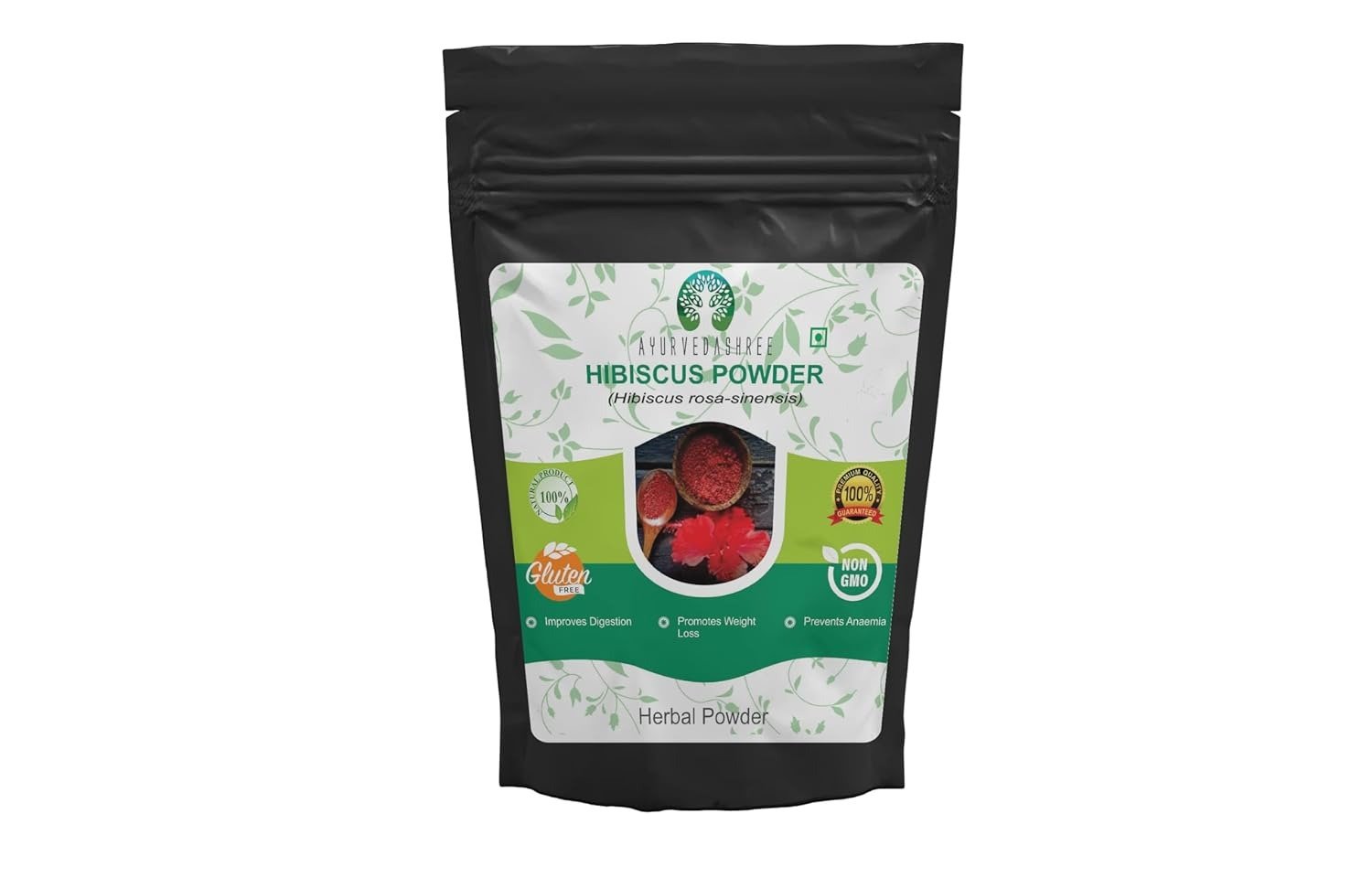 Hibiscus Flower Powder 100 Gm - Sabdariffa, Gurhal Phool for Hair Mask, Refreshing Tea - Natural Herb, Non GMO, Vegan, GMP Certified, Gluten Free