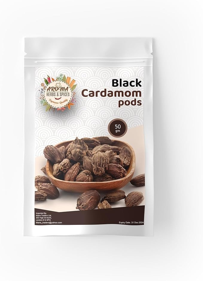 Black Cardamom Pods | Authentic Smoky Flavor | Perfect for Indian Cooking | Premium Quality | 50g