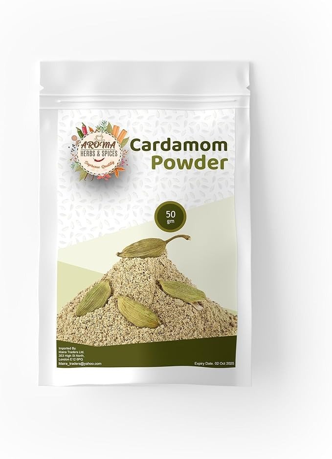 Cardamom Powder | Ground Elaichi | 100% Natural Flavor Enhancer | Perfect for Desserts and Beverages | Vegan | Non-GMO | Premium Quality | 50g
