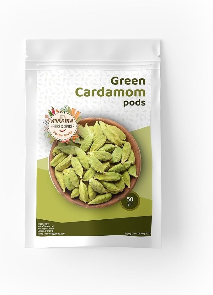 Green Cardamom Pods | Elaichi | Natural & Bold Flavor | Perfect for Baking and Cooking | Vegan | Non-GMO | Gluten-Free | Premium Q