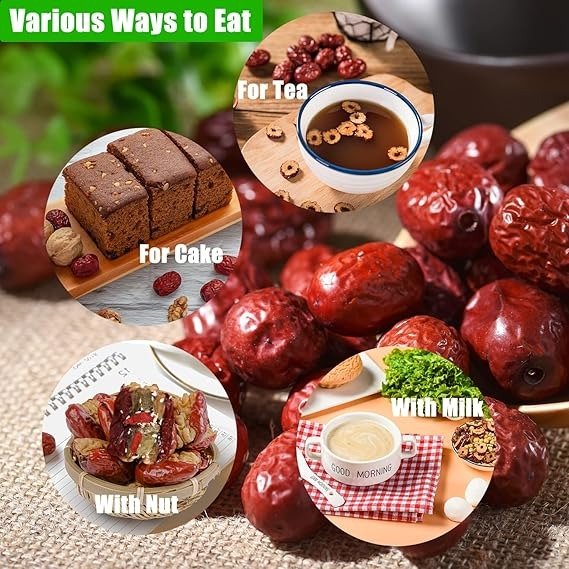 Jujube Date,Chinese Red Jujube Dates,Dried Red Date Jujubes 18 oz Organic Jujube All-Natural Non-GMO Red Dates 500g Healthy Dried Fruit