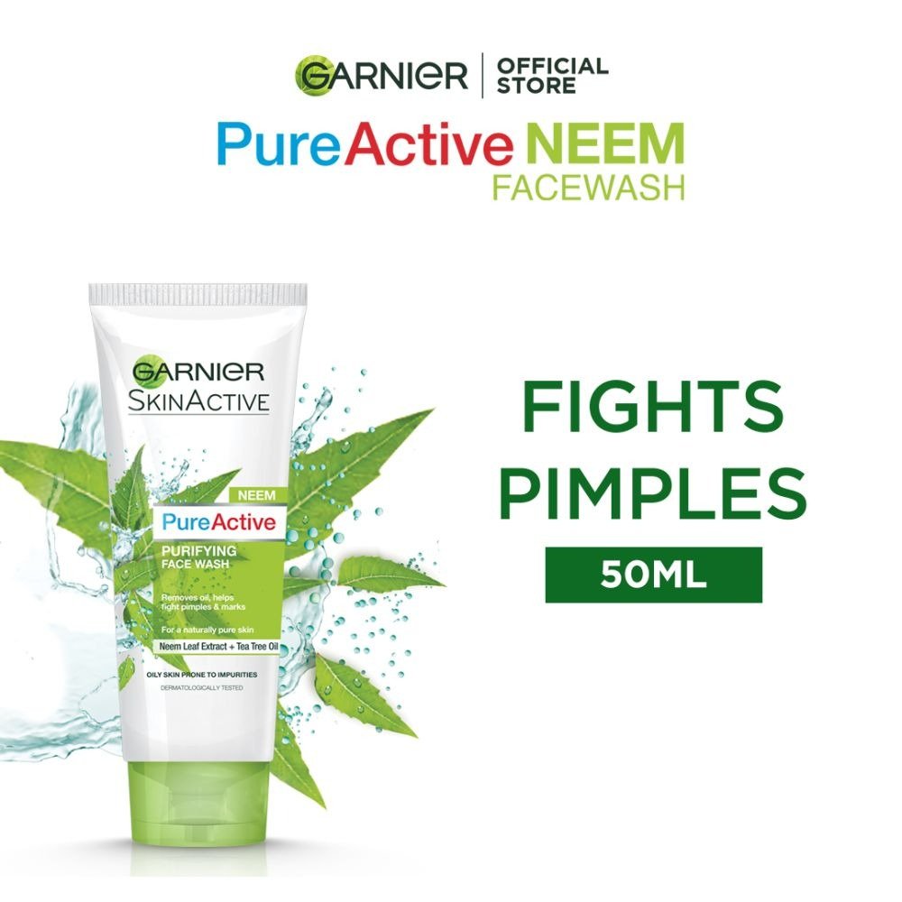 Garnier Garnier Skin Active Pure Active Neem Purifying Face Wash, For Normal to Oily Skin 50ml - Dissolve Dirt and Impurities