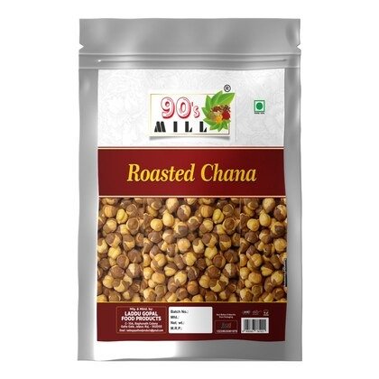90's MILL Marwar Roasted chana Bengal Gram Chickpeas / Bhuna Chana | Roasted Black Gram | Roasted Chickpeas Snacks Without Salt Bhuna Chana With Skin | Ready to eat Fresh Snack-1Kg*1Pack