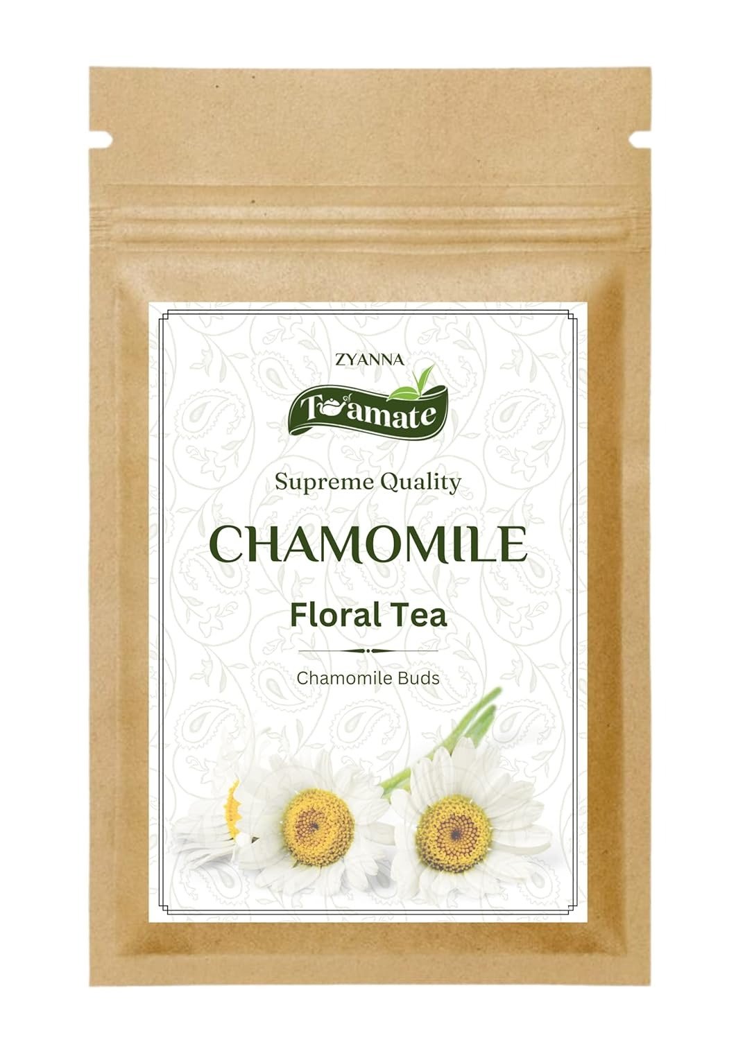 Zyanna Chamomile Herbal Tea – Soothing, Calming, Caffeine-Free Natural Chamomile Buds (Loose, 100gm, 50 Cups) – Supports Healthy Digestion (Chamomile, 100gm) (FROM INDIA SAB)