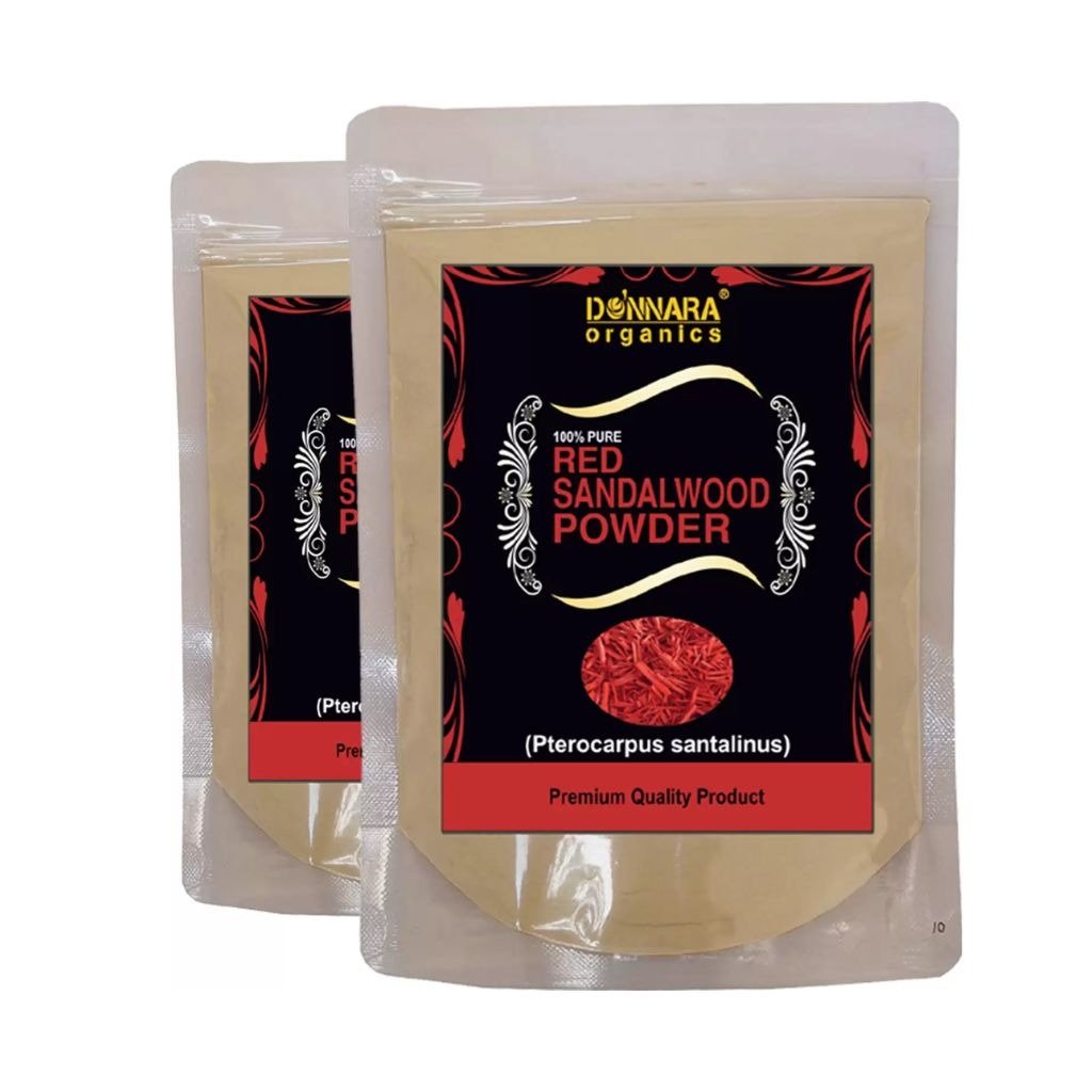 vDonnara Organics 100% Natural Red Sandalwood Powder Combo Pack Of 2 Pouches Of 150 Gms(300 Gms) (300 G)