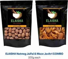 ELAISHA Premium Whole Spices Nutmeg Jaifal Jaiphal (100g) & Mace Javitri (100g) Combo (2 x 100 g)