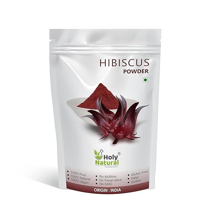 Holy Natural Hibiscus Powder (100gm), Hibiscus Sabdariffa, Rosella flower powder, Edible Grade, For Hot, Ice, and Cold Tea and Drink, Herbal and Ayurvedic Tea, Syrups, Hair Pack and Mask.