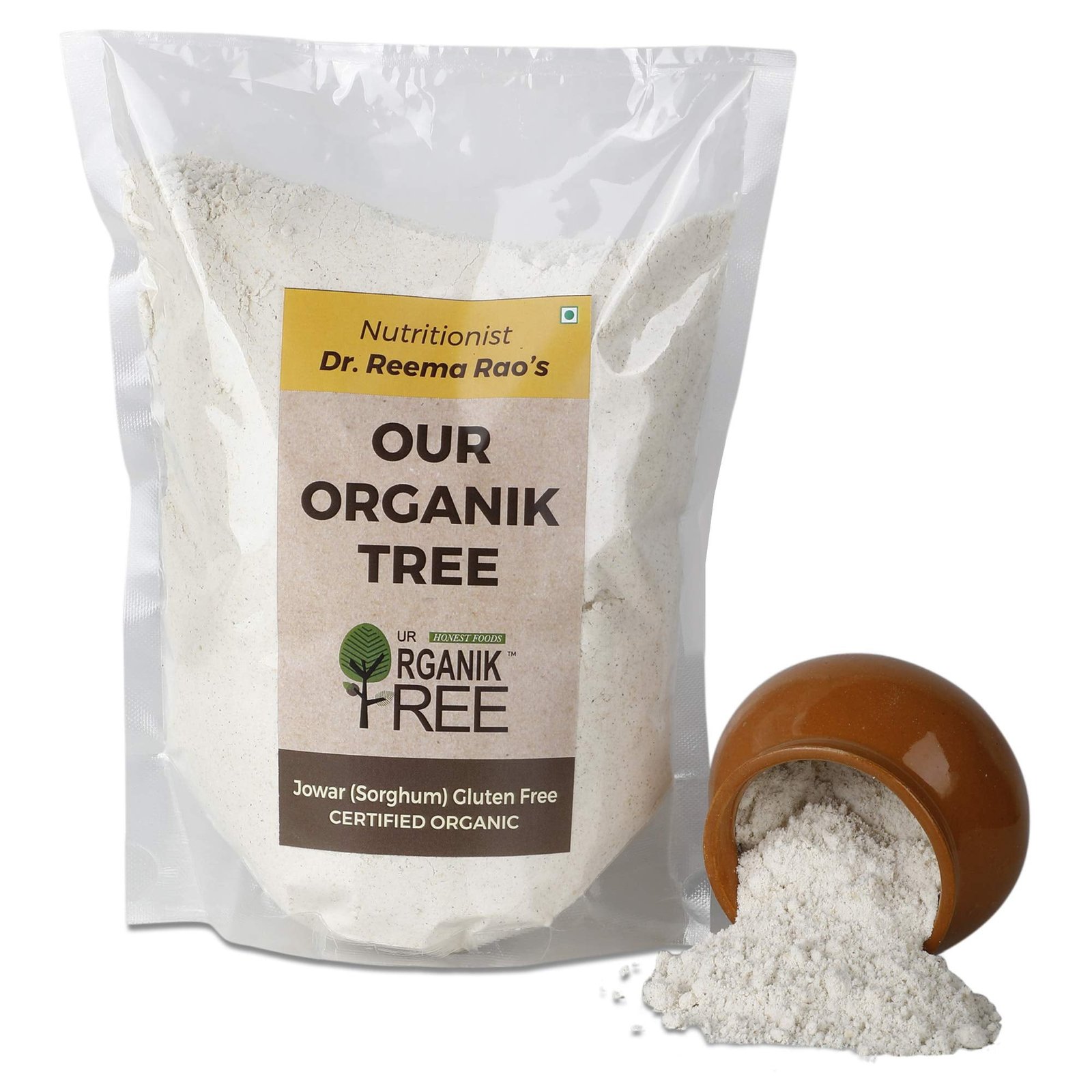 Our Organik Tree Certified Organic Jowar Atta | Sorghum Flour| Millet| Weight Management | Gluten Free | No Gmo, (800 Gm)