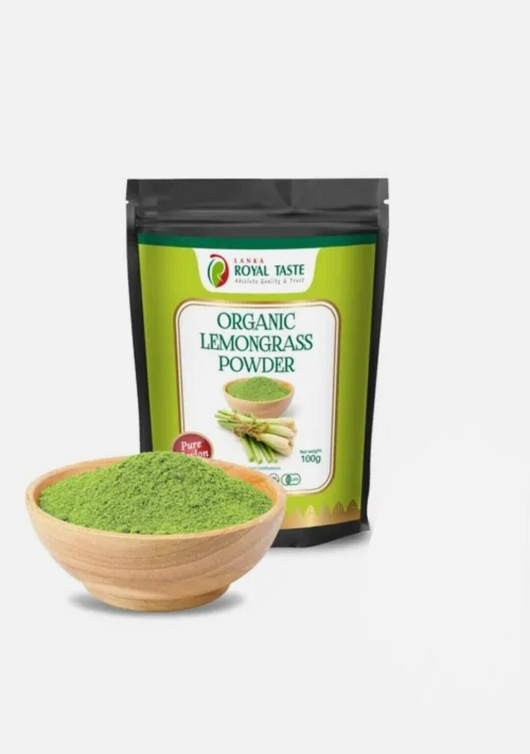 100% Pure Ceylon Organic Lemongrass Powder- Lanka Royal Taste 100g (1.76oz)