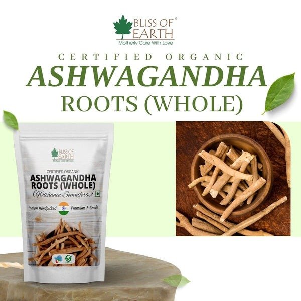 Bliss of Earth Ashwagandha Powder Withania Somnifera & Safed Musli Powder Orgnaic Great for Immunity & Stamina 200gm
