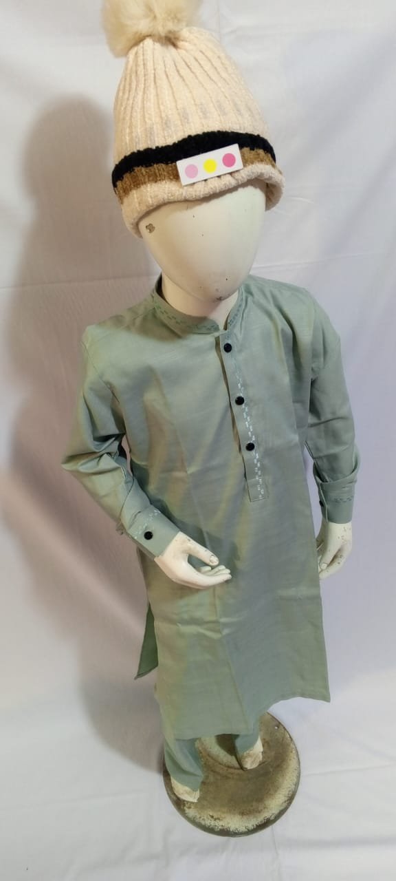 winter shalwar kameez for Boys Wash n Wear OLIVE GREEN