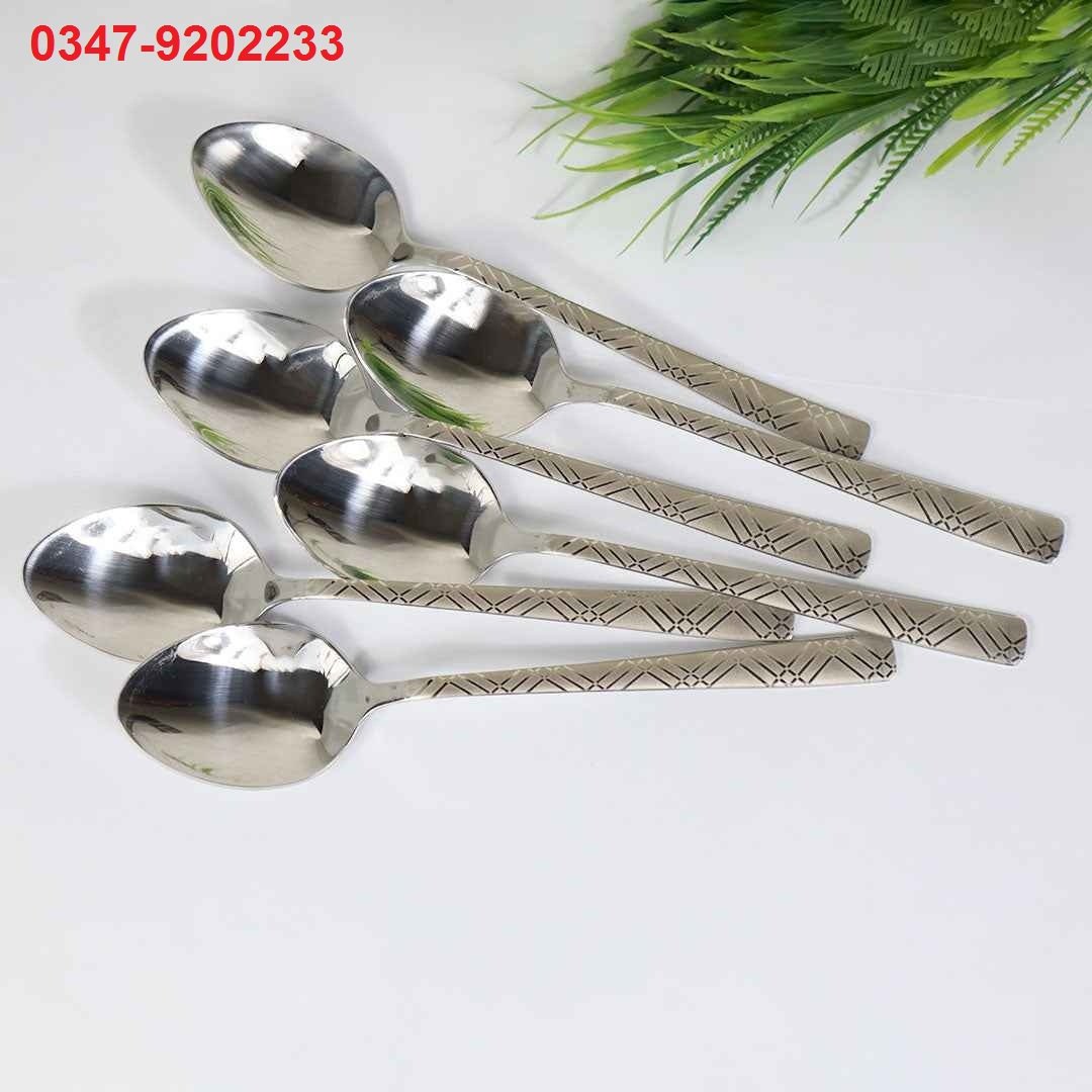 6 Pieces Stainless Steel Soup Spoons Set (Plain)