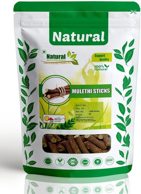 Natural Health And Herbal Product Mulethi Sticks Licorice Roots Glycyrrhiza Glabra Yashtimadhu - 100g