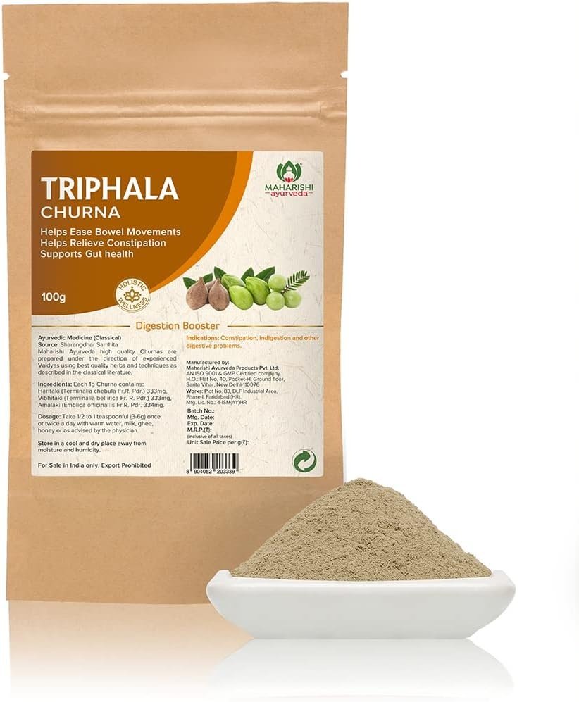 Maharishi Ayurveda Triphala Churna - Laxative with 100% Natural Herbs | Improves Bowel Movement | Relieves Constipation | Promotes Digestion & Gut Health - 100 gm (Pack of 1)