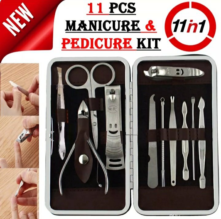 11 pcs New Manicure Nail Clippers Pedicure set – Professional Nail Clipper Cutter Trimmer Set Cleaner Cuticle Beauty Grooming Kit – Ear Pick - Pedicure Manicure Kit - Portable Travel Hygiene Kit – Multifunctional Scissor – Fingernail Toenail Care