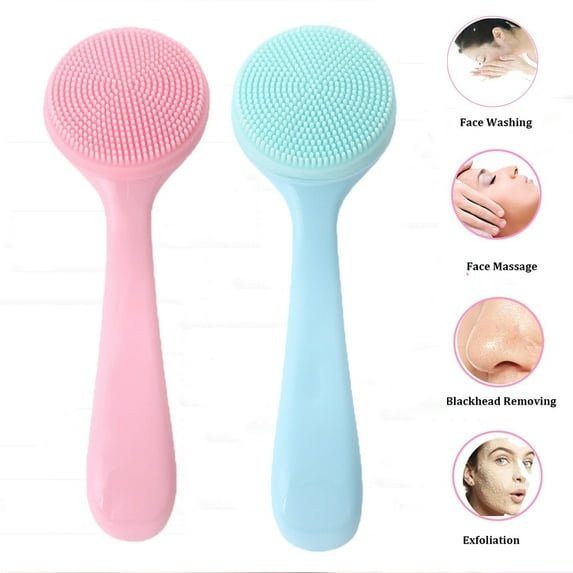 Silicone Face Scrubber Exfoliating Brush Manual Handheld Facial Cleansing Soft