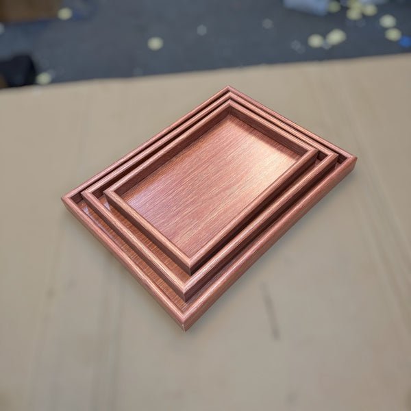3 Piece Wooden Serving Tray Set