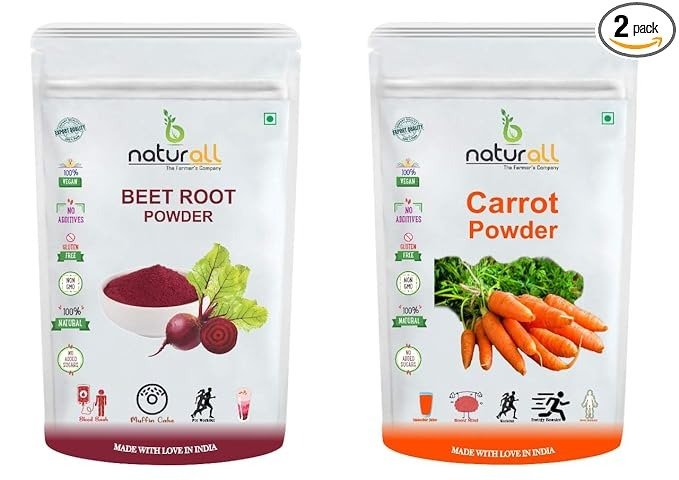 B Naturall Beet Root Powder and Carrot Powder - 200 GM Each Super Saver Combo Pack by B Naturall