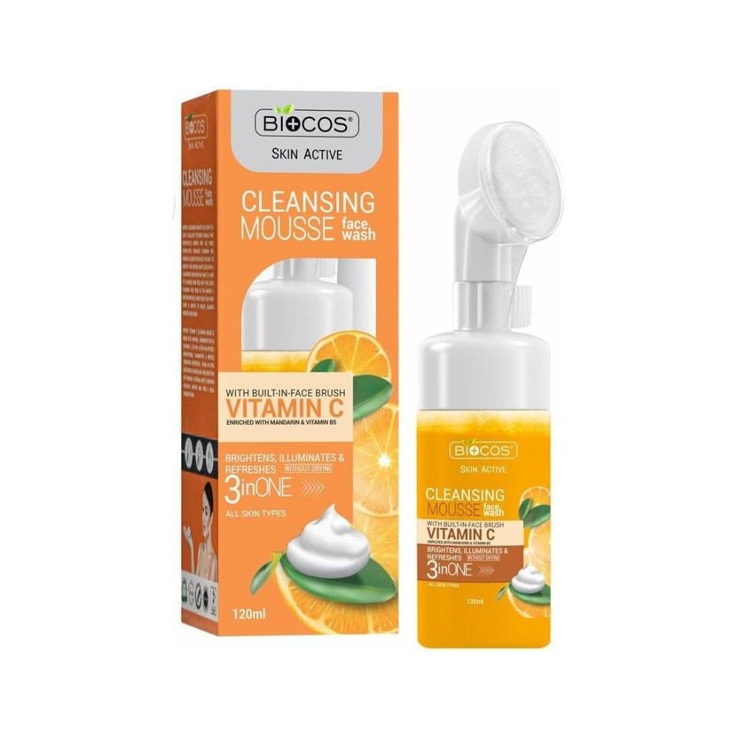 Vitamin C Face Wash Mousse - Brightening & Hydrating Cleanser with Aloe Vera & Vitamin B5 | Gentle Foaming Wash for Radiant Skin, Unclogs Pores -