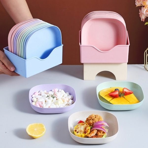 Food Grade Plastic Household Dining Plates | 10 pcs Elliptical Spit Bone Plate Set | Multi-Function & Durable Plastic Household Dining Plates