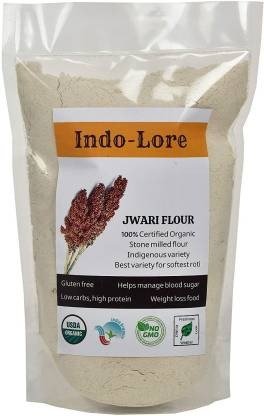 Indo-Lore Certified Organic Stone Milled Jwari/ Jowar Flour Indigenous Maldandi Variety for Softest Roti (1 Kg) (1000 g)