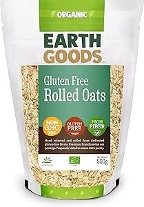 Earth Goods Organic Oat Flakes Rolled Oats, Gluten Free, 500g