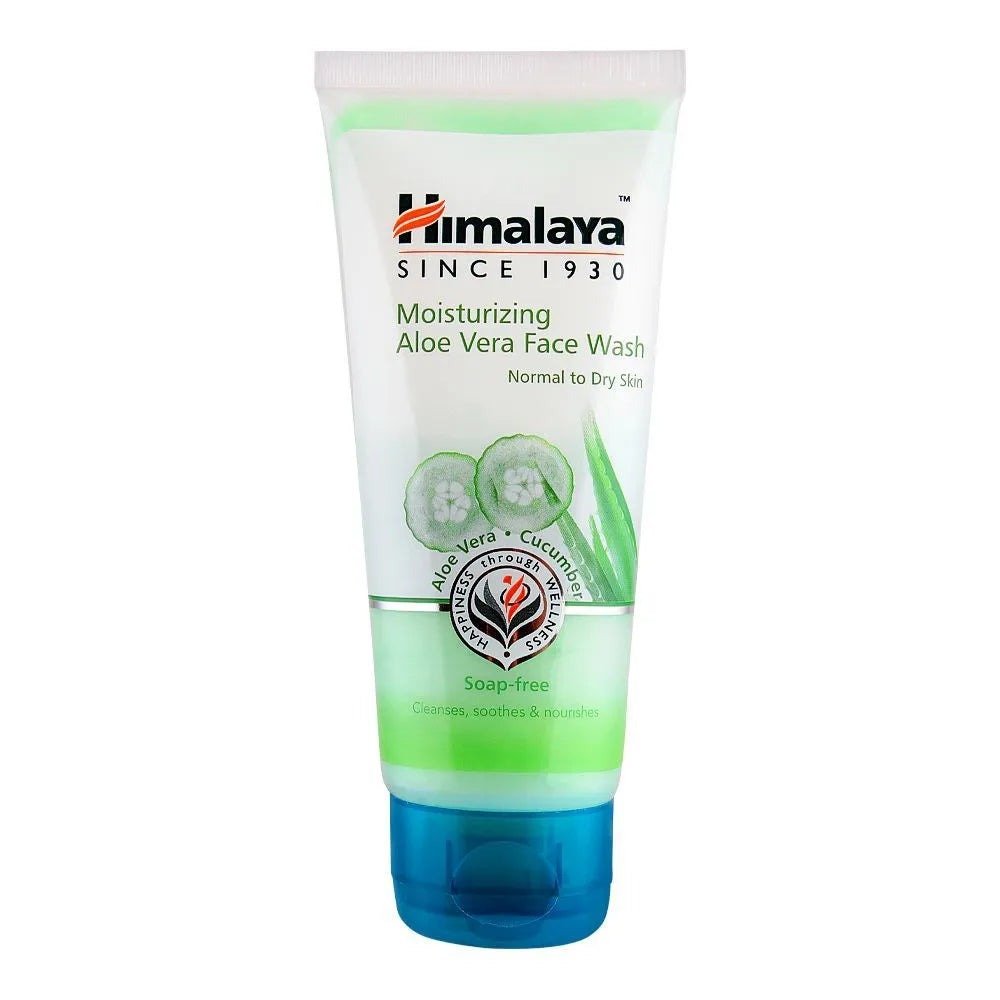 Himalaya Moisturizing Aloe Vera Face Wash, Soap Free, Normal To Dry Skin 50ml